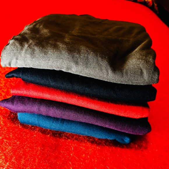 Lot of five soft infinity scarves khaki, blue, black, burgundy and burnt orange - Picture 1 of 7